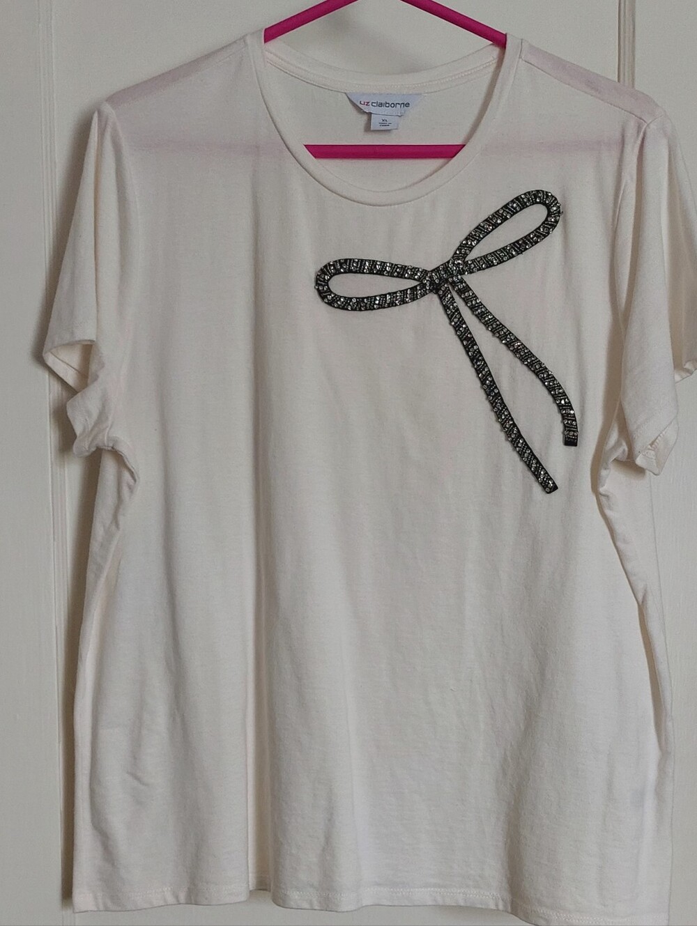 Liz Claibourne Rhinstone Ribbon T- Shirt